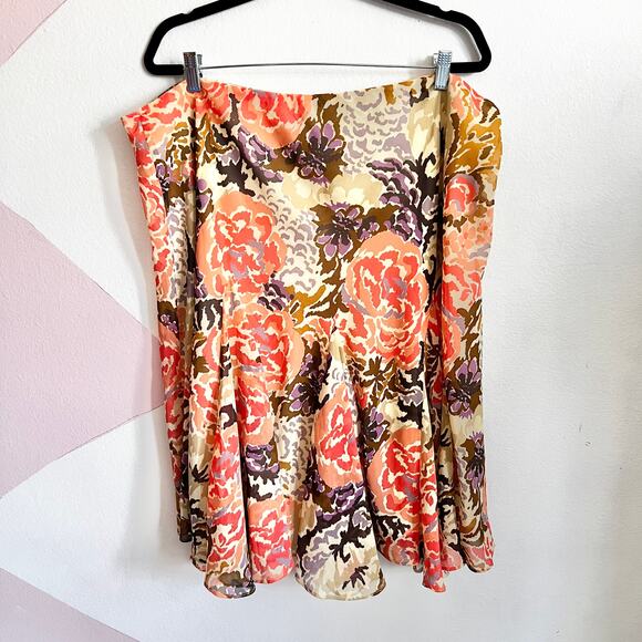 Lauren Ralph Lauren Womens Plus Size Pink Floral A Line Skirt Size 2X - Picture 1 of 6